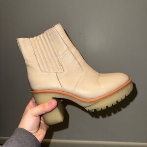 Chic Cream Heeled Ankle Boots